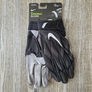Nike NFL Superbad 7.0 Football Gloves Black Grey Men's 2XL XXL Padded Leather LE